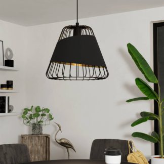 An Image of EGLO Austell Wireframe Pendant Light Black