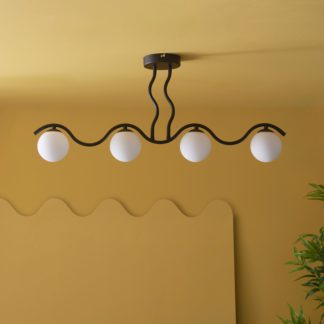 An Image of Wiggle 4 Light Dimmable Semi Flush Ceiling Fitting Black