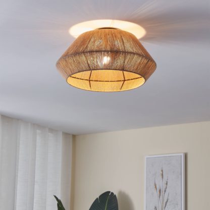 An Image of EGLO Alderney Hemp Yarn Ceiling Light Black