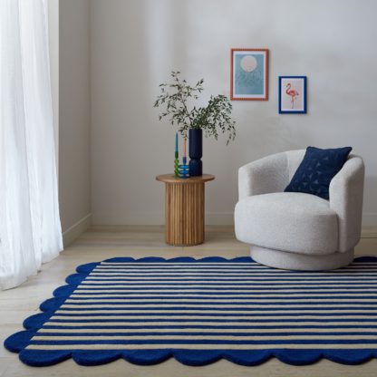 An Image of Milo Scallop Blue Wool Rug Milo Blue