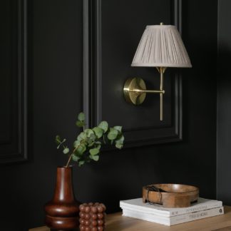 An Image of Habitat Pleated Shade Metal Wall Light - Satin Brass