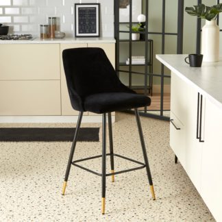 An Image of Ariana Bar Stool, Velvet Velvet Black