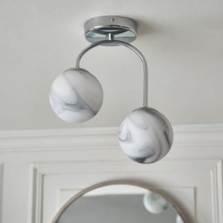 An Image of Utopia 2 Light Dimmable Bathroom Semi Flush Ceiling Light Silver