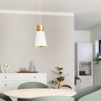 An Image of EGLO Aglientina Brushed Brass Pendant Light Brass