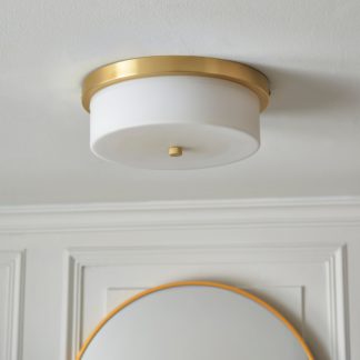 An Image of Roan Dimmable Bathroom Flush Ceiling Light Gold