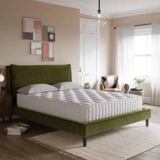 An Image of Skylar Velvet Pillow Back Bed Olive