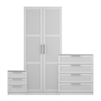 An Image of Sudbury Framed 3 Piece Double Wardrobe Bedroom Furniture Set White