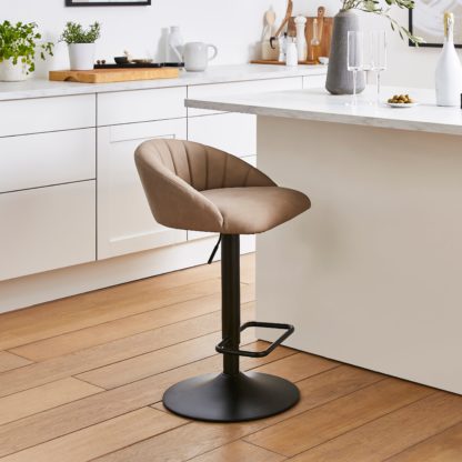 An Image of Lowen Faux Leather Bar Stool Brown