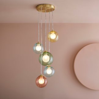 An Image of Eliza 5 Light Dimmable Cluster Pendant Light MultiColoured