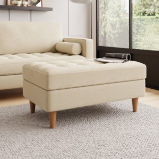 An Image of Zoe Fabric Footstool Luna Natural