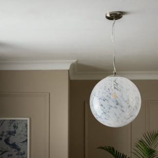 An Image of Habitat White Confetti Metal&Glass Ball Pendant Light- White