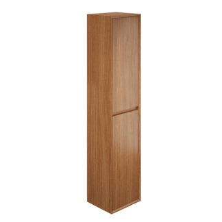 An Image of Madison Handleless Tall Bathroom Storage Unit - Wood Effect