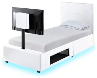 An Image of X Rocker Living Ava Single TV and Gaming Bed Frame - White