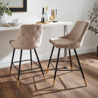 An Image of Ariana Bar Stool, Velvet Velvet Black