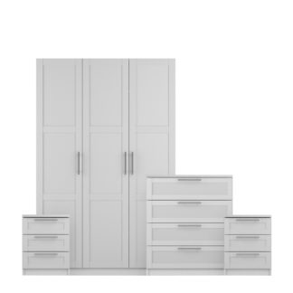 An Image of Sudbury Framed 4 Piece Triple Wardrobe Bedroom Furniture Set White