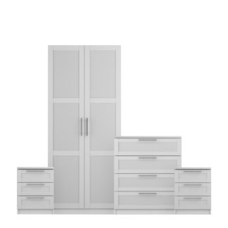 An Image of Sudbury Framed 4 Piece Double Wardrobe Bedroom Furniture Set White