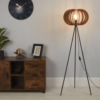 An Image of Tripod Floor Lamp - Walnut & Black