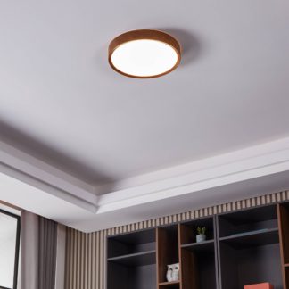 An Image of EGLO Musurita Wood-Effect LED Circular Ceiling Light Natural