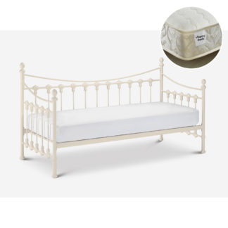 An Image of Versailles/Membound - Single - Guest Day Bed and Open Coil Spring Memory Foam Mattress Included - White - Metal/Fabric - 3ft - Happy Beds