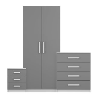 An Image of Sudbury 3 Piece Double Wardrobe Bedroom Furniture Set Grey