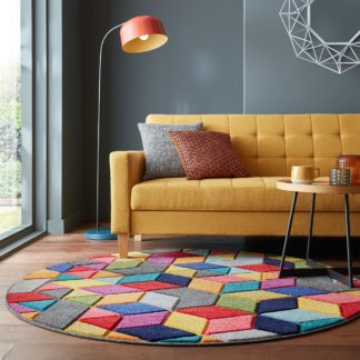 An Image of Spectrum Dynamic Geometric Round Rug MultiColoured