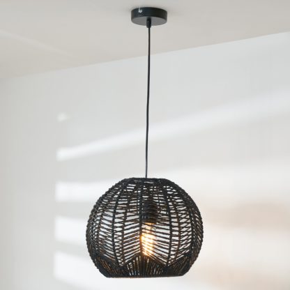 An Image of Sibuco Woven Paper Pendant Black