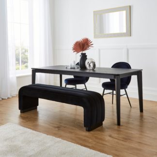 An Image of Lucilla Velvet Dining Bench Black Velvet