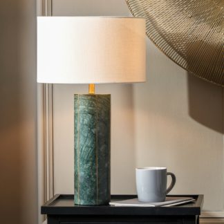An Image of Venetia Green Marble and Gold Tall Table Lamp Green