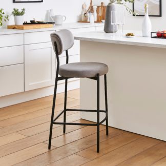 An Image of Laine Velvet Bar Stool Velvet Grey