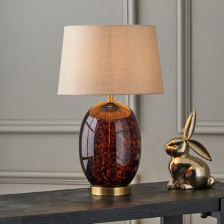An Image of Lucien Tortoiseshell Glass Tall Table Lamp Taupe