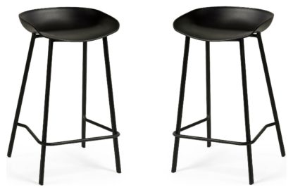 An Image of Julian Bowen Renzo Pair of Metal Bar Stools - Black