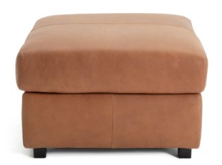 An Image of Habitat Florence Leather Footstool - Tan