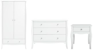 An Image of Argos Home Amelie 3 Piece 2 Door Wardrobe Set - White