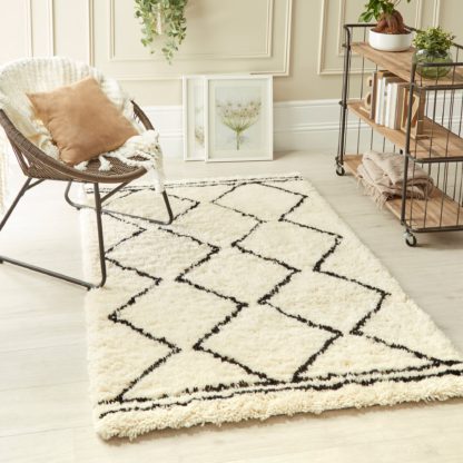 An Image of Berber Rug Black and Ivory