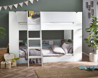 An Image of Parsec - Single – Bunk Bed with Angled Ladder - White - Wooden - 3ft