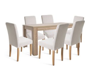 An Image of Argos Home Preston Dining Table & 6 Cream Chairs