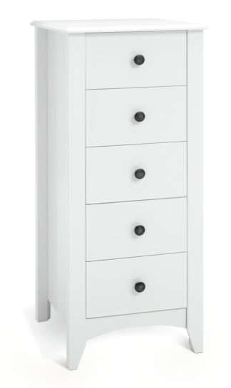 An Image of Habitat Minato 5 Drawer Tallboy - White