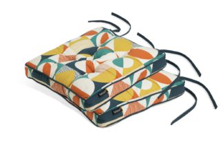 An Image of Habitat Geo Pack of 2 Seat Cushions - Multicoloured