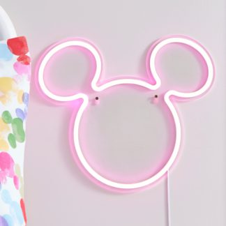 An Image of Mickey Mouse Neon Pink Wall Light Pink