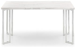An Image of Julian Bowen Positano Marble 4 Seater Dining Table - Chrome