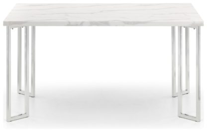 An Image of Julian Bowen Positano Marble 4 Seater Dining Table - Chrome