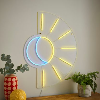 An Image of Sun and Moon Neon Wall Light White