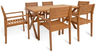 An Image of Habitat Richmond 6 Seater Wooden Patio Set - Light Wood