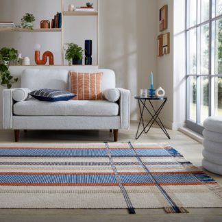 An Image of Elements Woven Checked Rug MultiColoured