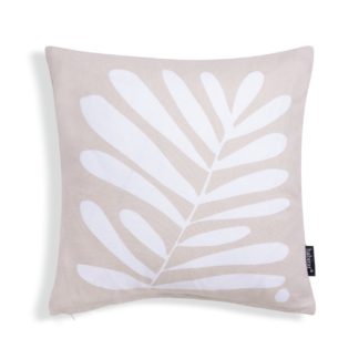 An Image of Habitat Leaf Print Cushion - Neutral - 43x43cm