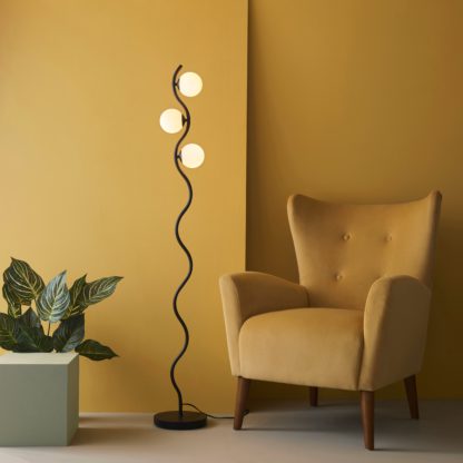 An Image of Wiggle 3 Light Metal Floor Lamp Black