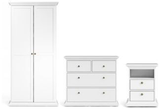 An Image of Tvilum Paris 3 Piece 2 Door Wardrobe Set - White