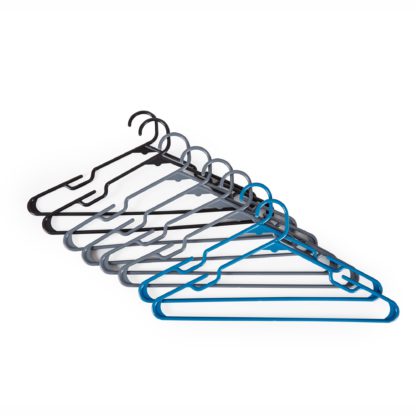 205a9de9f4449318f0a70e8d4e5cf3d2f460f8ab4eb41b4e2fb727bfb81fb35a.jpg An Image of Pack of 8 Black, Grey & Blue Clothes Hangers Multi Coloured