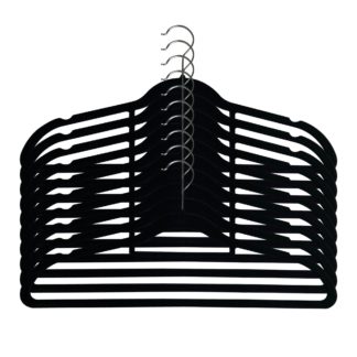 An Image of Pack Of 10 Black Flocked Hangers Black