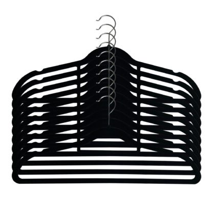 23b6f92377d9886458423f02e2c29d83e83919db1252128ddbea9d34d77213e5.jpg An Image of Pack Of 10 Black Flocked Hangers Black